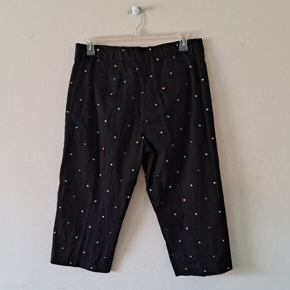 Black multicolored polka dotted Crop Pant - Sz 16P - Picture 14 of 14